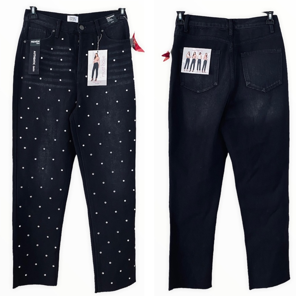 Simple Society NWT Black Studded Super High Rise Skinny Jean‎ Size 27
